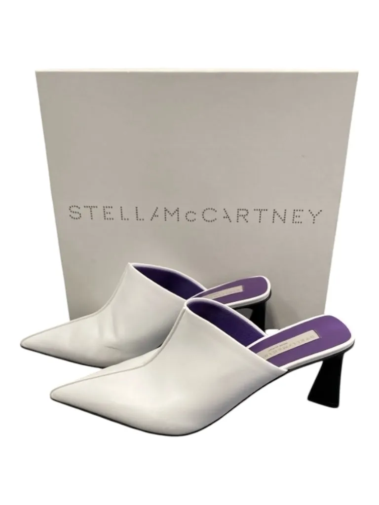 Stella McCartney Shoe Size 39 White Leather Pointed Toe seam detail Mule Shoes
