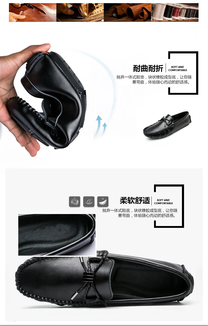 Summer breathable men's Doudou shoes genuine leather matte leather shoes Korean version driving shoes casual men's shoes lazy tide shoes