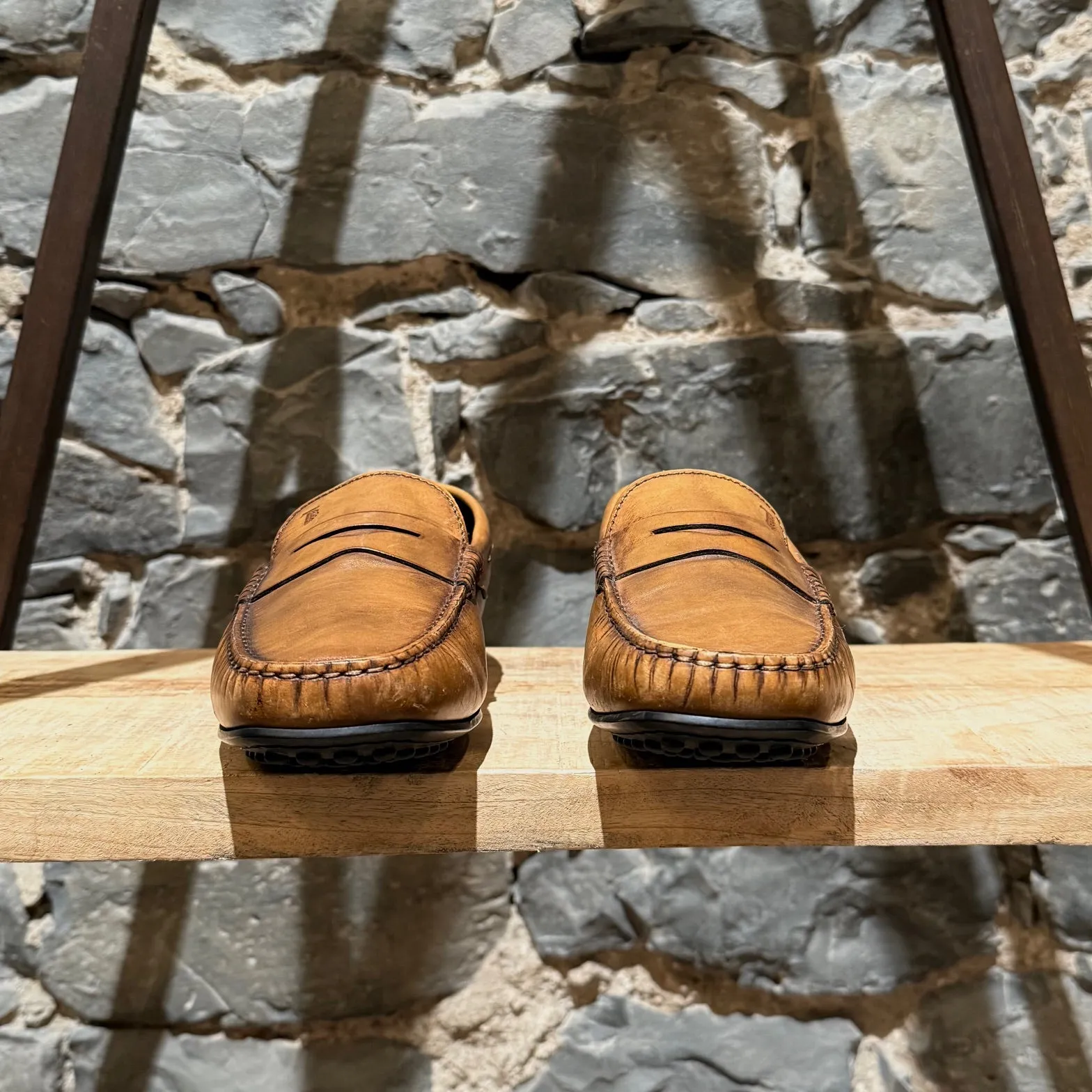 Tod's Beige Yellow Leather Penny Driving Loafers