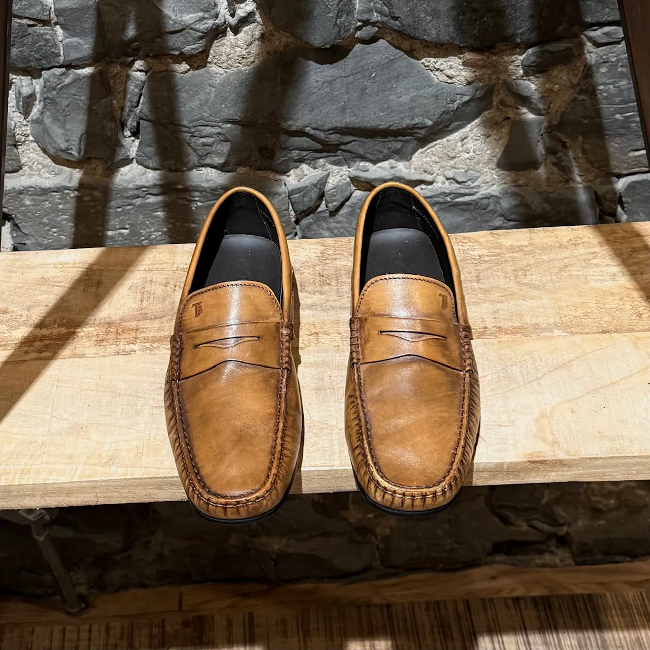 Tod's Beige Yellow Leather Penny Driving Loafers
