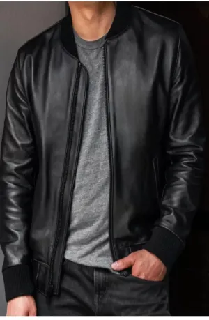 Turo Genuine Real Leather Jacket Men Black Biker Motorcycle