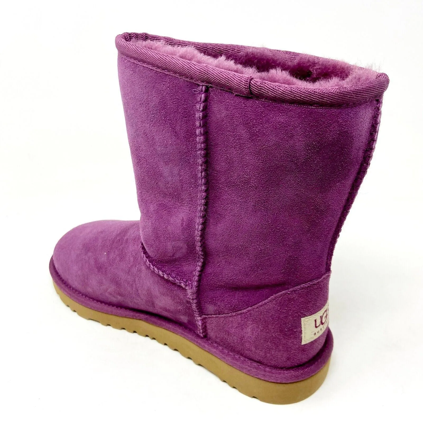 UGG Classic Short Purple Brown Sheepskin Kids Girls Size 6 Boots 5251Y