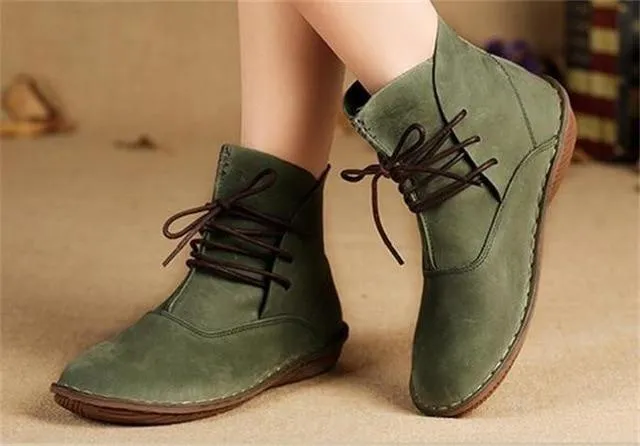 Vintage Soft Leather Ankle Boots