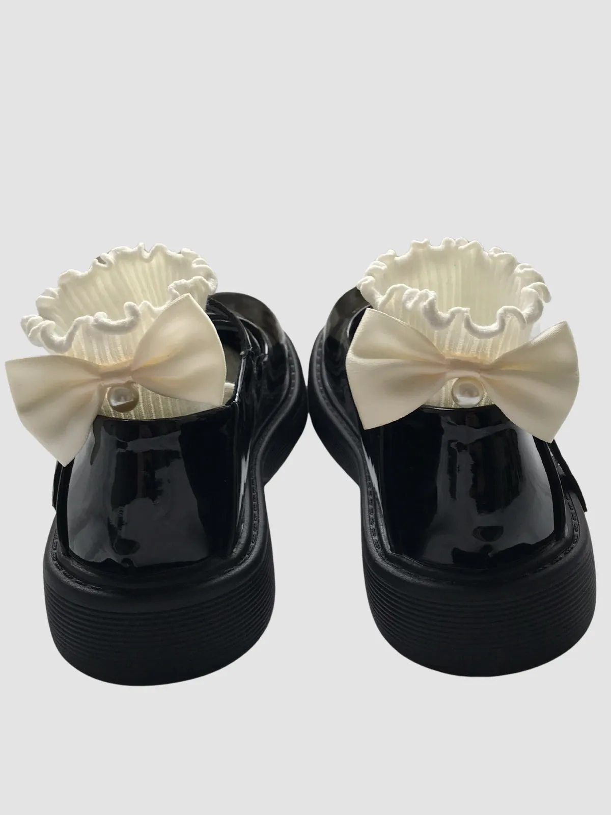 WLS Black British Retro Women Leather Shoes