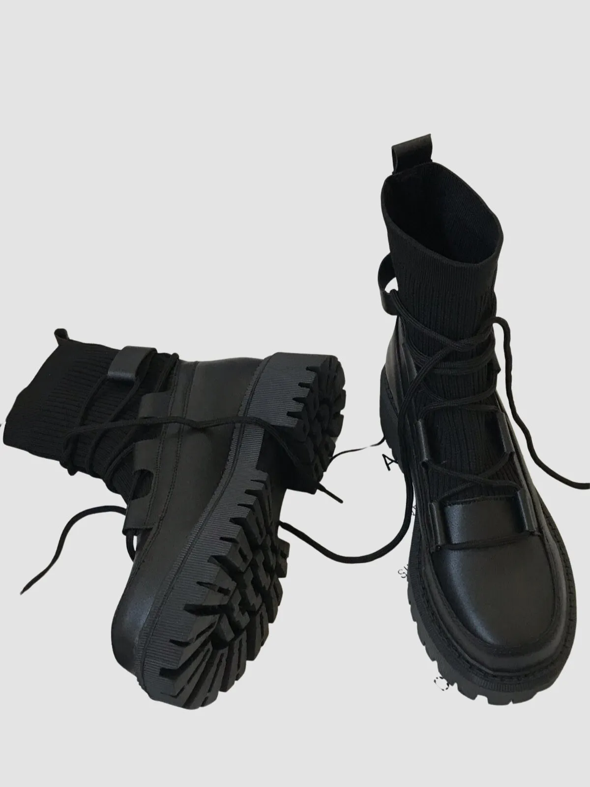 WLS Knitted Retro Lace Up Women Boots