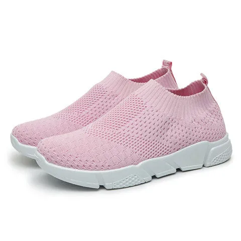 Women Breathable Elastic Cloth Sneakers Platform Slip On Sneakers Plus Size Loafers
