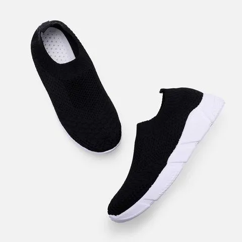 Women Breathable Elastic Cloth Sneakers Platform Slip On Sneakers Plus Size Loafers