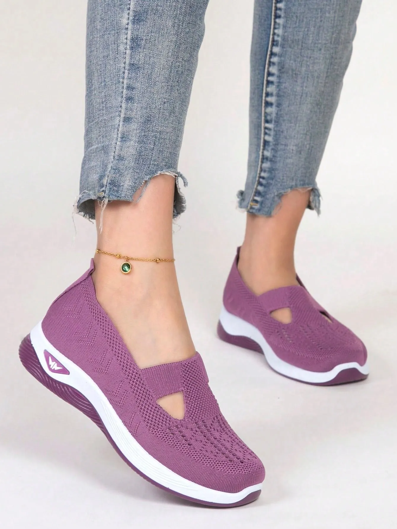 Women's Breathable & Comfortable Knitted Mesh Sneakers For Driving With Round Toe