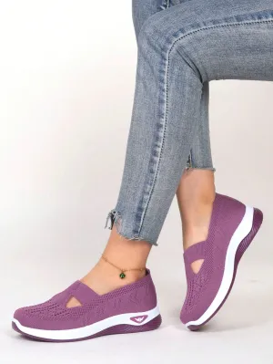 Women's Breathable & Comfortable Knitted Mesh Sneakers For Driving With Round Toe
